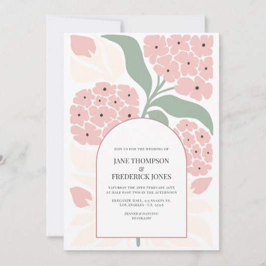 Blush Meadow Abstract Floral Modern Spring Wedding Kaart (Voorkant)