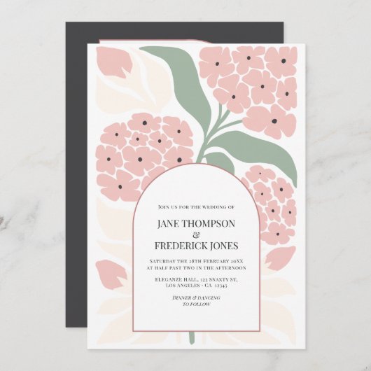 Blush Meadow Abstract Floral Modern Spring Wedding Kaart (Voorkant / Achterkant)