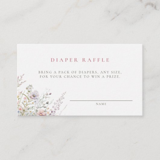 Blush Meadow Baby shower Luier Raffle Informatiekaartje (Voorkant)