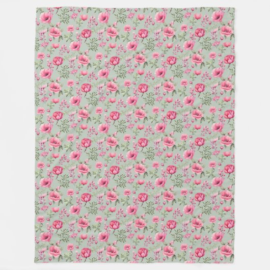 Blush Meadow-Bloeiende Bloemen Fleece Deken (Voorkant)