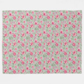 Blush Meadow-Bloeiende Bloemen Fleece Deken (Voorkant (Horizontaal))
