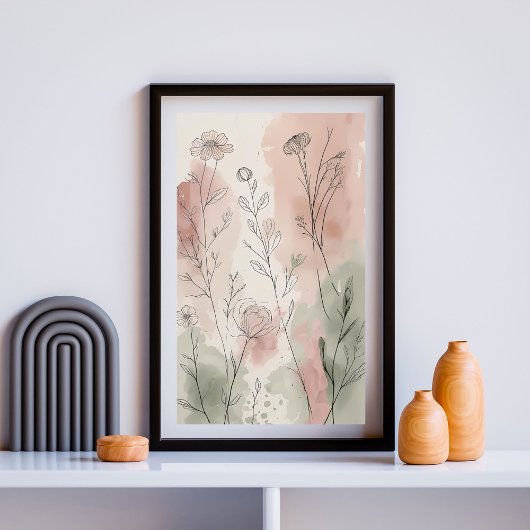 Blush Meadow Botanicals | Delicate Wildflower Lijn Poster