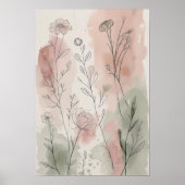 Blush Meadow Botanicals | Delicate Wildflower Lijn Poster (Voorkant)