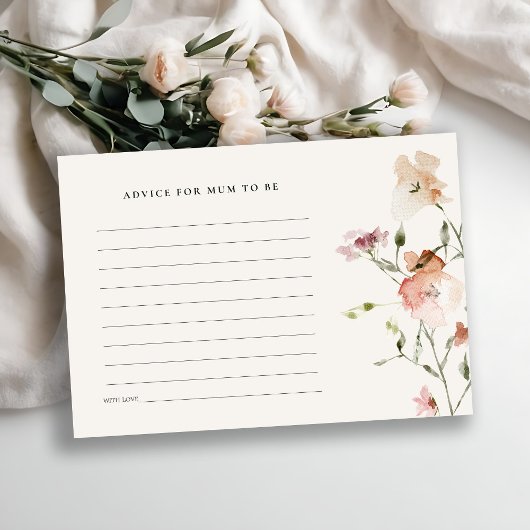 Blush Meadow Floral Advice for Mum Baby shower Informatiekaartje