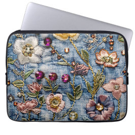 Blush Meadow Verlichting Denim Dream Textuur Laptop Sleeve