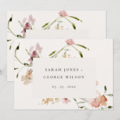 Blush Meadow Waterverf Floral Wedding Place Card Kaart (Voorkant / Achterkant)
