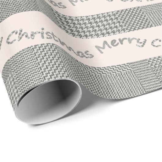 Blush Merry Christmas Houndstooth Script Cadeaupapier (Rol Hoek)