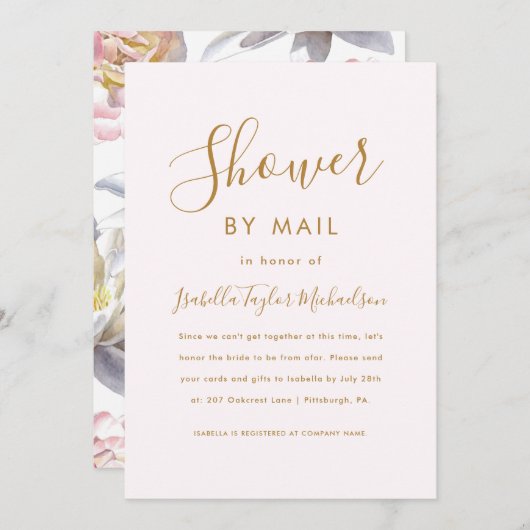 Blush met Bloemen Vrijgezellenfeest per Mail Kaart (Voorkant / Achterkant)