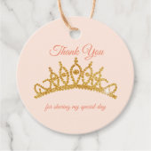 Blush met gouden kroon bedankjes labels (Voorkant)