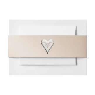 Blush met hartenuitnodiging Belly Band Uitnodigingen Wikkel