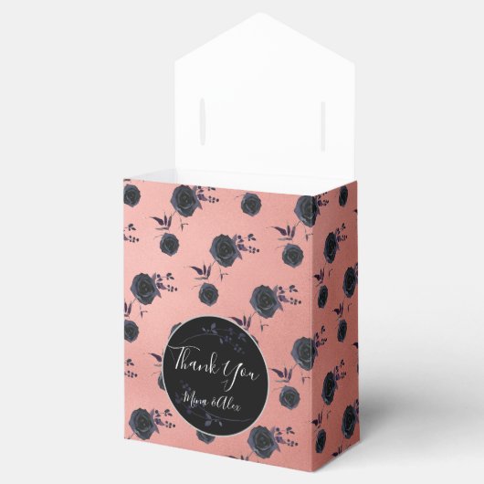  Blush met Zwart Roos Custom Wedding Bedankdoosjes (Geopend)