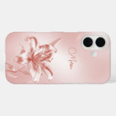 Blush Metallic 3D Lelie Bloem Case-Mate iPhone Case (Achterkant (horizontaal))