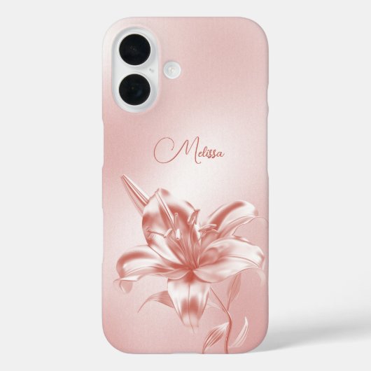 Blush Metallic 3D Lelie Bloem Case-Mate iPhone Case (Achterkant)