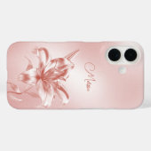 Blush Metallic 3D Lelie Bloem Case-Mate iPhone Case (Achterkant (horizontaal))