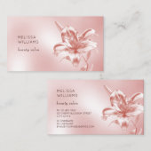 Blush Metallic 3D Lelie Bloem Visitekaartje (Voorkant / Achterkant)