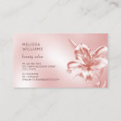 Blush Metallic 3D Lelie Bloem Visitekaartje (Achterkant)