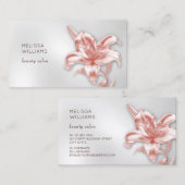 Blush Metallic 3D Lily Flower Visitekaartje (Voorkant / Achterkant)
