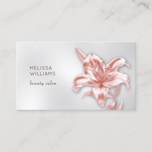 Blush Metallic 3D Lily Flower Visitekaartje (Voorkant)