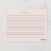 Blush Minimalist Script Vrijgezellenfeest Recept K Briefkaart (Achterkant)