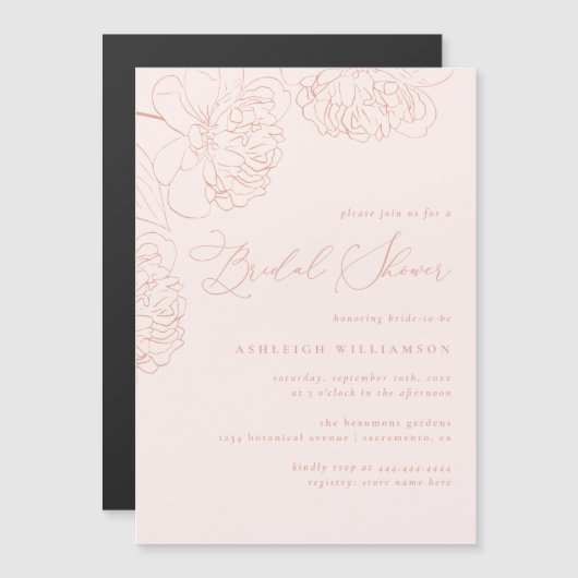 Blush-minimalistisch handgetekend Vrijgezellenfees Magnetische Uitnodiging (Voorkant / Achterkant)