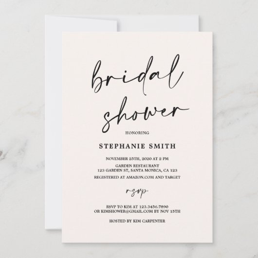 Blush-minimalistisch Vrijgezellenfeest Kaart (Voorkant)