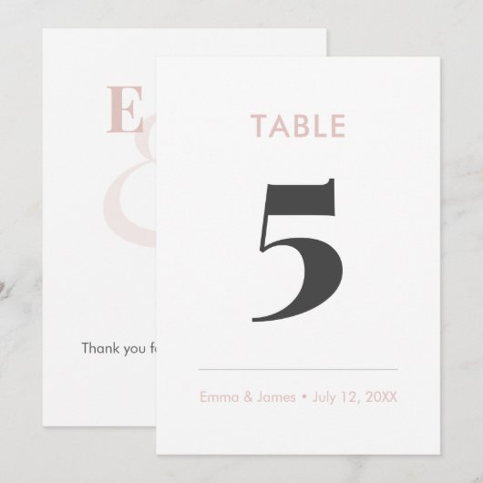 Blush Minimalistische Ampersand | Tafelnummer (Voorkant / Achterkant)