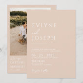 Blush minimalistische Boho Chic Neutral Fotobruilo Kaart (Voorkant / Achterkant)