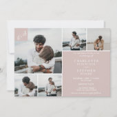 Blush minimalistische casual initialen 6 foto's br kaart (Voorkant)