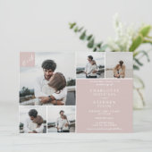 Blush minimalistische casual initialen 6 foto's br kaart (Staand voorkant)