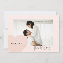 Blush Minimalistische Foto Calligrafie Hart Valent Feestdagenkaart