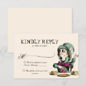 Blush Mint Alice in Wonderland Mad Hatter Wedding RSVP Kaartje (Voorkant / Achterkant)