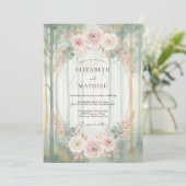 Blush Mint Bos Eucalyptus Bruiloft Kaart (Staand voorkant)