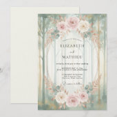 Blush Mint Bos Eucalyptus Bruiloft Kaart (Voorkant / Achterkant)