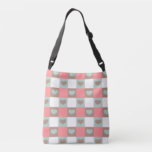 Blush Mint Checkered Heart Crossbody Tas (Achterkant)