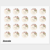  Blush Mint Floral Butterfly Wedding Ronde Sticker (Vel)