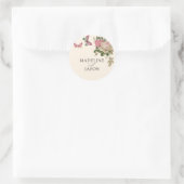  Blush Mint Floral Butterfly Wedding Ronde Sticker (Tas)