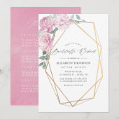 Blush & Mint Geometric Floral Bachelorette Weekend Kaart (Voorkant / Achterkant)