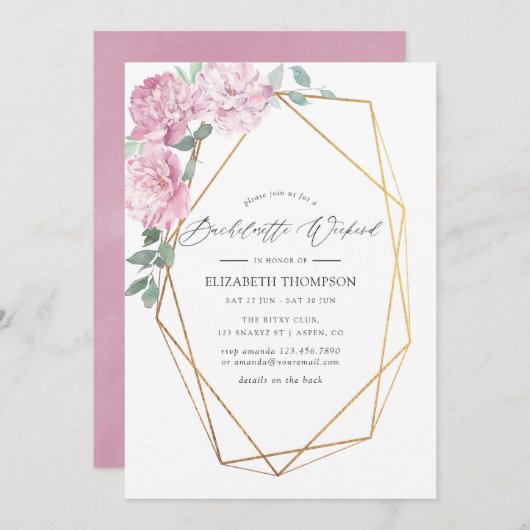Blush & Mint Geometric Floral Bachelorette Weekend Kaart (Voorkant / Achterkant)