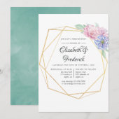 Blush & Mint Geometric Floral Rehearsal Dinner Kaart (Voorkant / Achterkant)