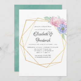 Blush & Mint Geometric Floral Rehearsal Dinner Kaart