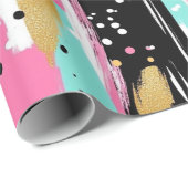 Blush Mint Goud Luxe Abstract Cadeaupapier (Rol Hoek)