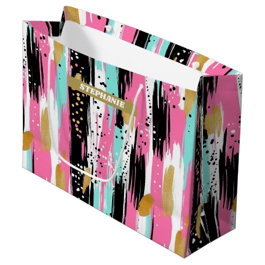 Blush Mint Goud Luxe Abstract Groot Cadeauzakje (Voorkant Gekanteld)