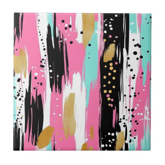 Blush Mint Goud Luxe Abstract Tegeltje (Voorkant)