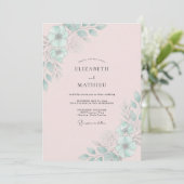Blush Mint Leaf Bruiloft Kaart (Staand voorkant)