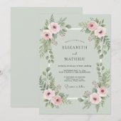 Blush Mint Loof Bruidsboeket Eucalyptus Kaart (Voorkant / Achterkant)