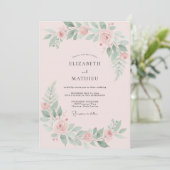 Blush Mint Pioen Trouw Kaart (Staand voorkant)