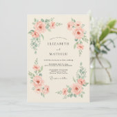 Blush Mint Ranunculus Eucalyptus Bruiloft Kaart (Staand voorkant)