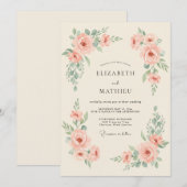 Blush Mint Ranunculus Eucalyptus Bruiloft Kaart (Voorkant / Achterkant)
