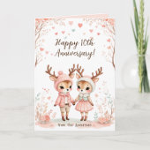 Blush & Mint Rendier Lovebirds Happy Jubileum Feestdagen Kaart (Voorkant)