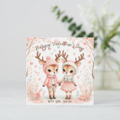 Blush & Mint Rendier Lovebirds Valentijnsdag Feestdagenkaart (Staand voorkant)